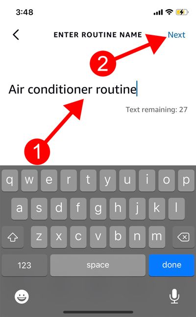 Введите имя рутины и нажмите Next