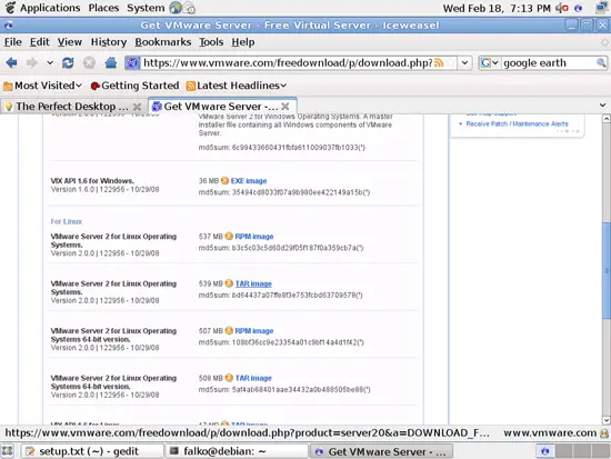 Выбор формата загрузки: TAR для Linux