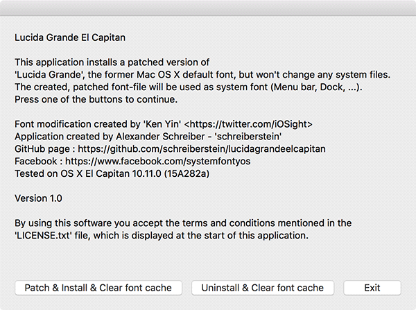 Кнопка установки и очистки кеша шрифтов