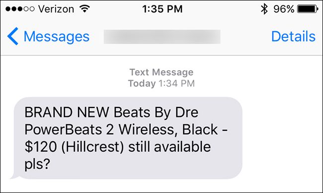 Пример подозрительного сообщения с шаблоном мошенника