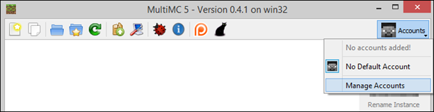 Управление аккаунтами MultiMC