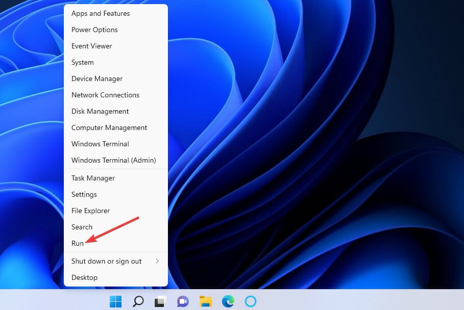 Опция Выполнить в меню Power User