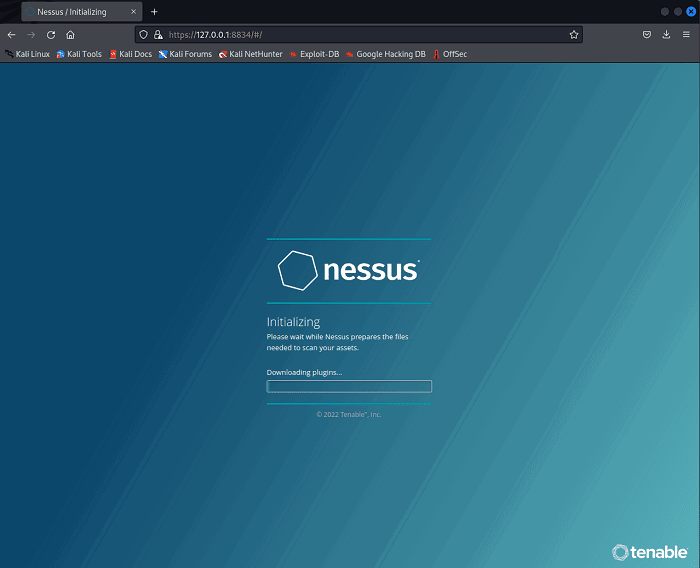 Загрузка плагинов Nessus, индикатор прогресса