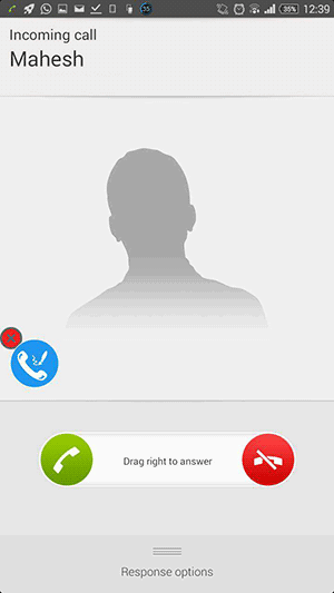 Иконка Call Writer во время входящего звонка на экране телефона