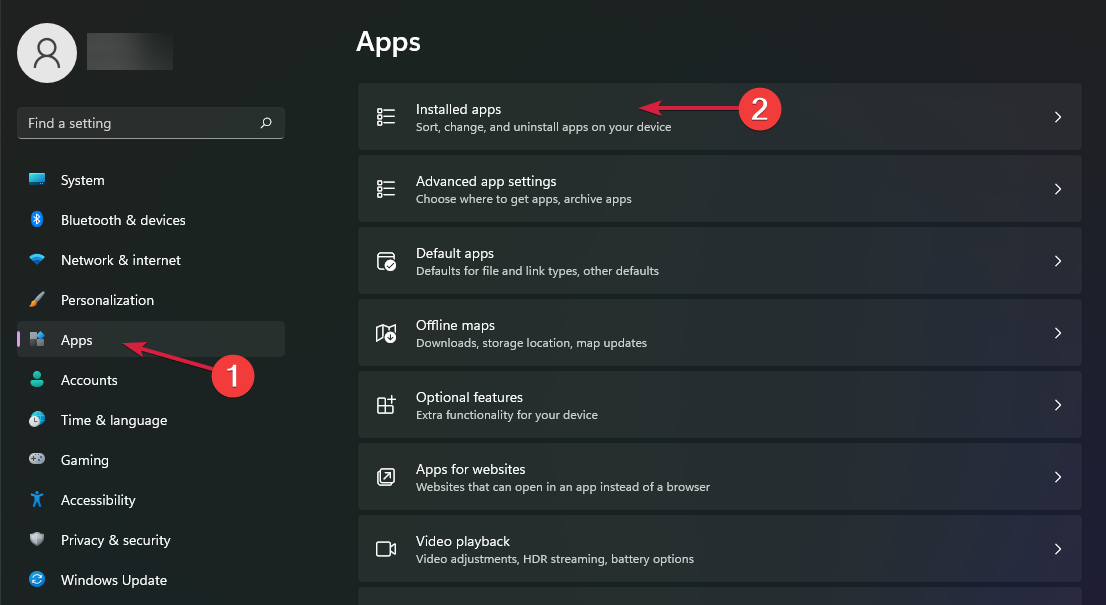 Переход к установке приложений в Параметрах
