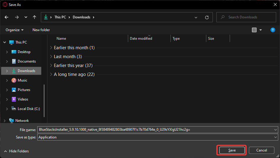 Сохраните установщик на Windows 10 или 11.