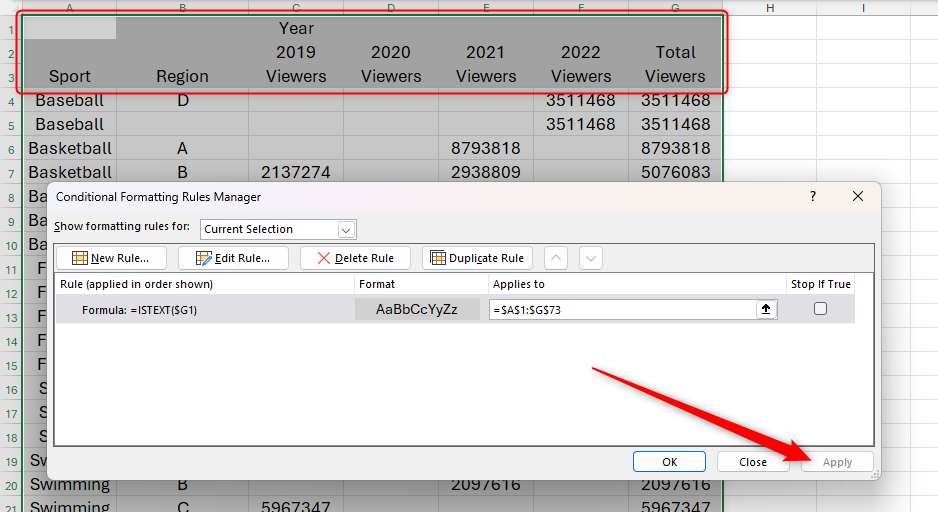 Заголовки в расплывшемся массиве выделены серым.