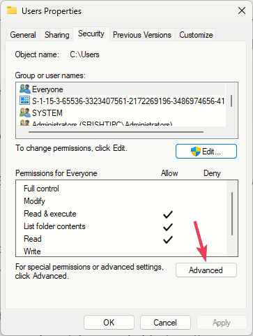дополнительные параметры безопасности