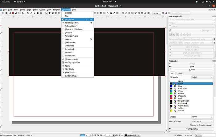 Make Business Card With Scribus View Properties