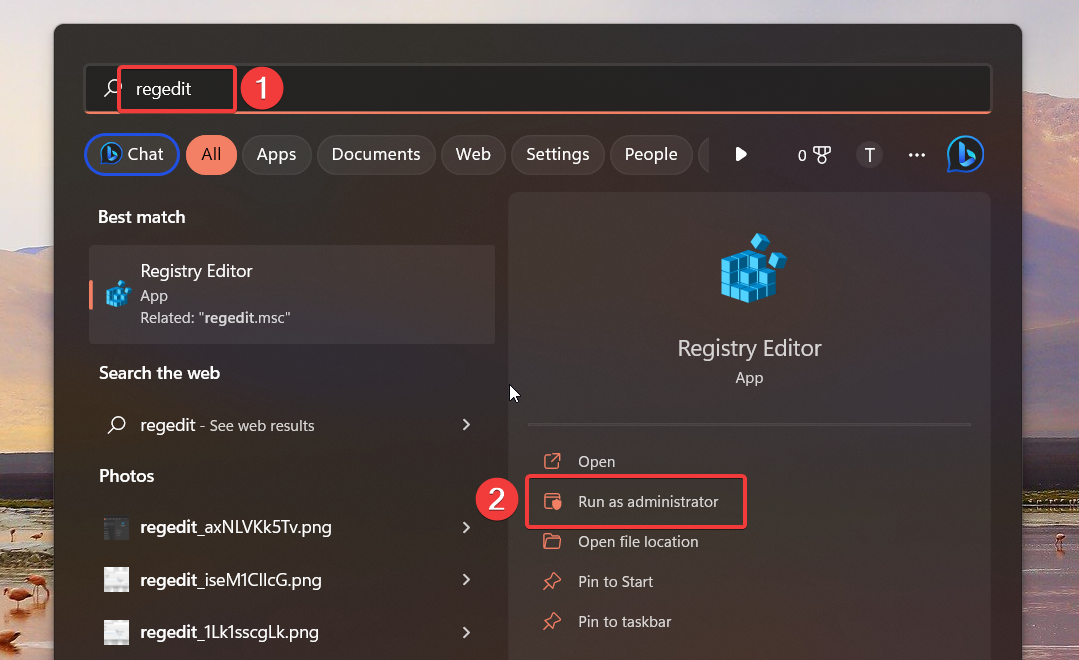 Запуск regedit от имени администратора