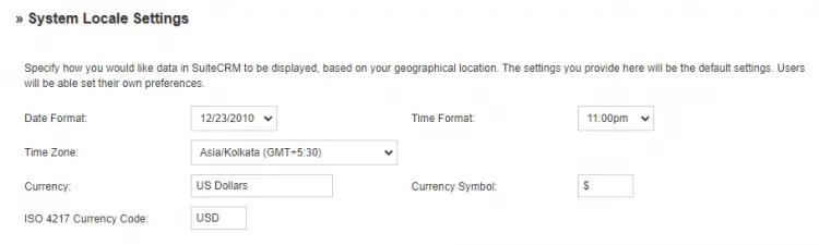 Настройки локали