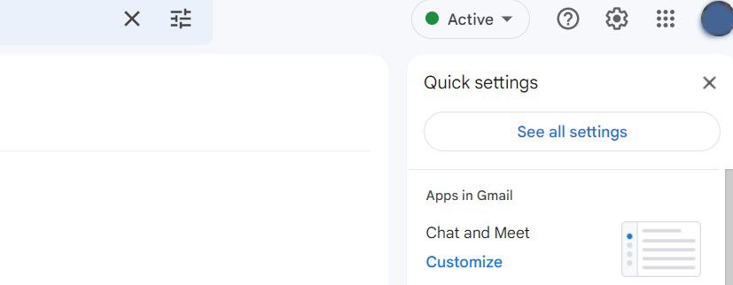 Скриншот: значок настроек Gmail