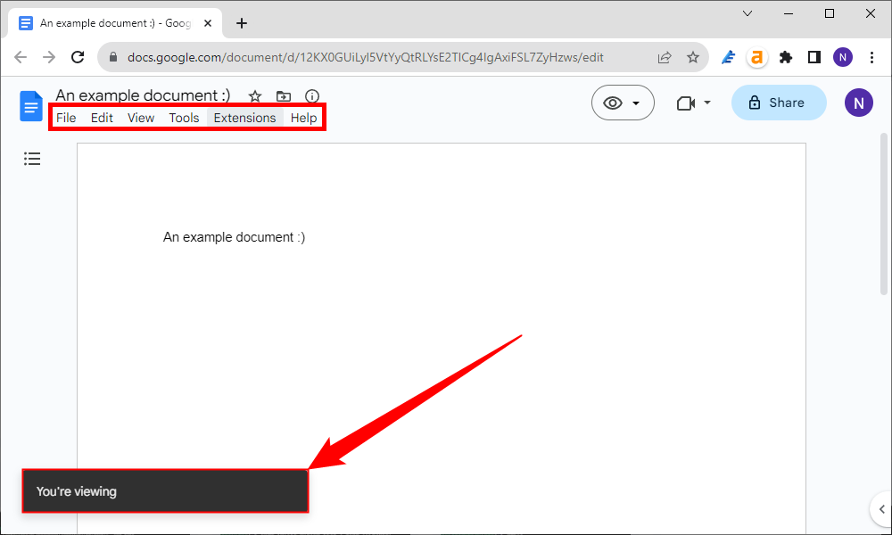 Уведомление о переходе в режим просмотра. 