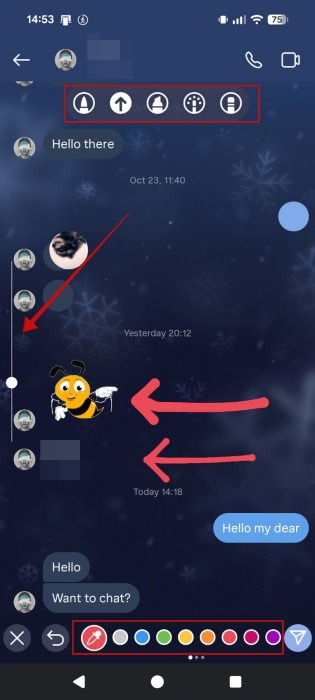 Панель инструментов для рисования в DM Instagram на Android