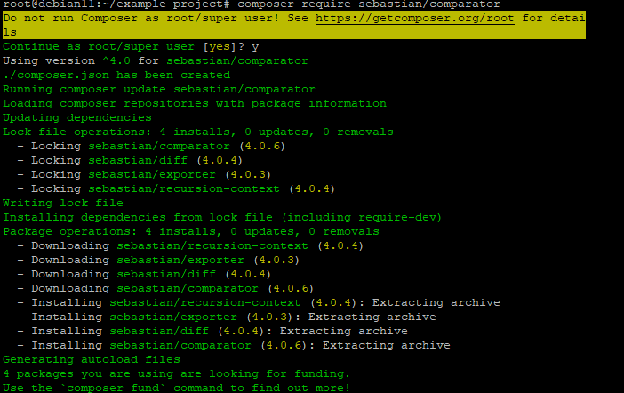 Composer добавляет зависимости и генерирует vendor