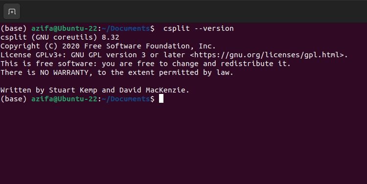 csplit с флагом --version