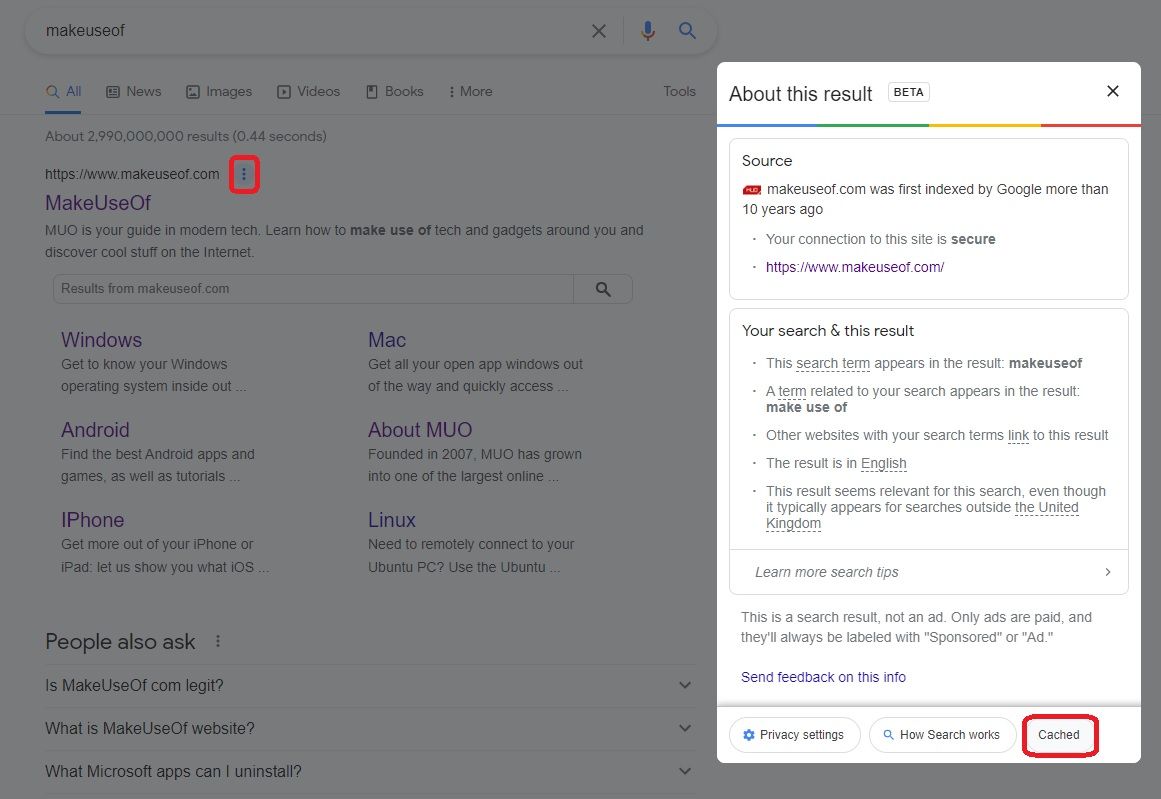 Доступ к кэшированным страницам Google