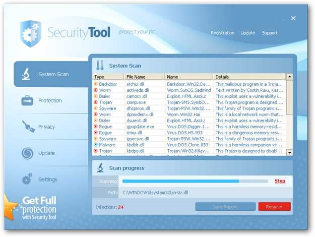 Удаление Security Tool и ложных антивирусов