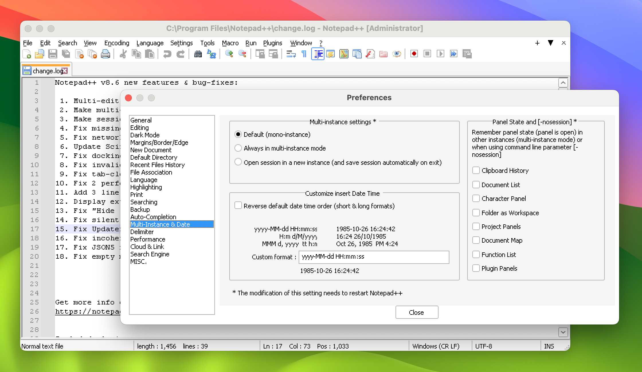 Notepad++ работает в CrossOver с более чётким интерфейсом
