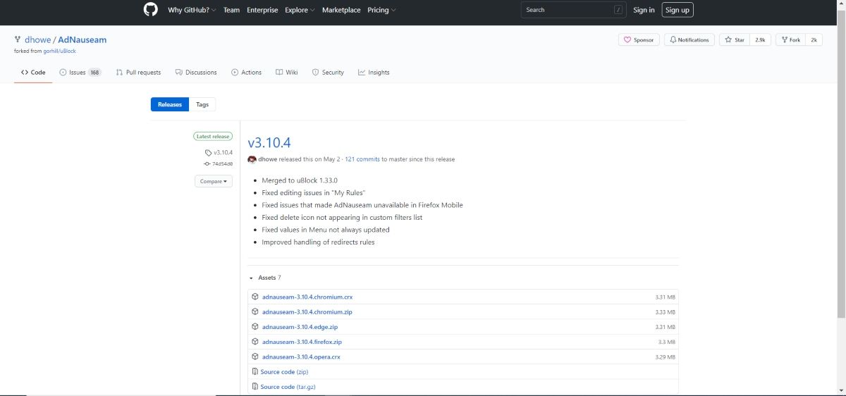 Скачанный ZIP‑файл AdNauseam в проводнике