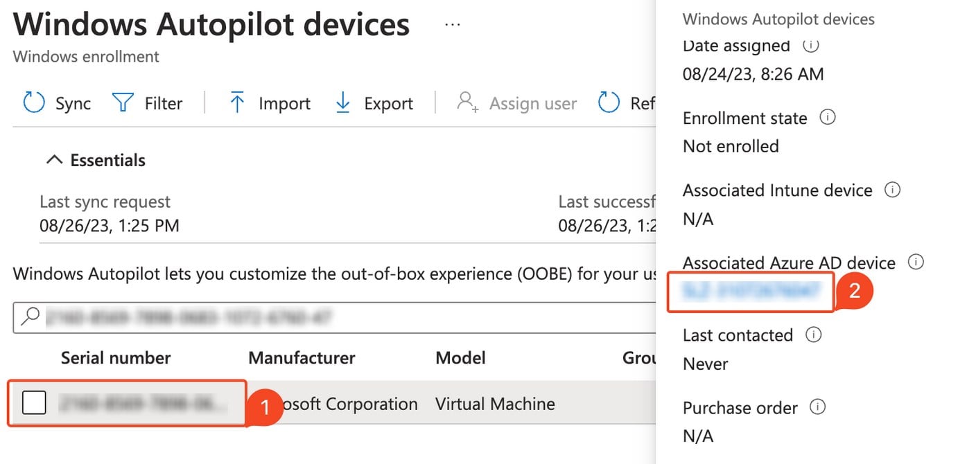 Список устройств в Intune, поиск по серийному номеру
