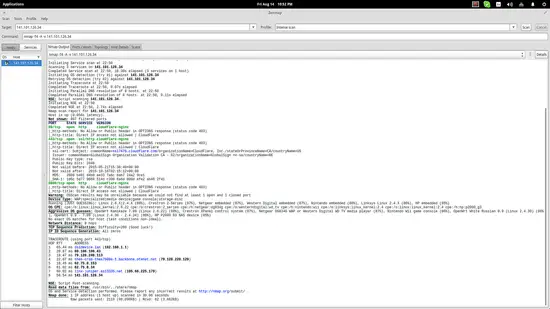 Интерфейс Zenmap: главная панель и пресеты сканов.