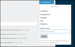 Прикрепление файлов к карточке Trello