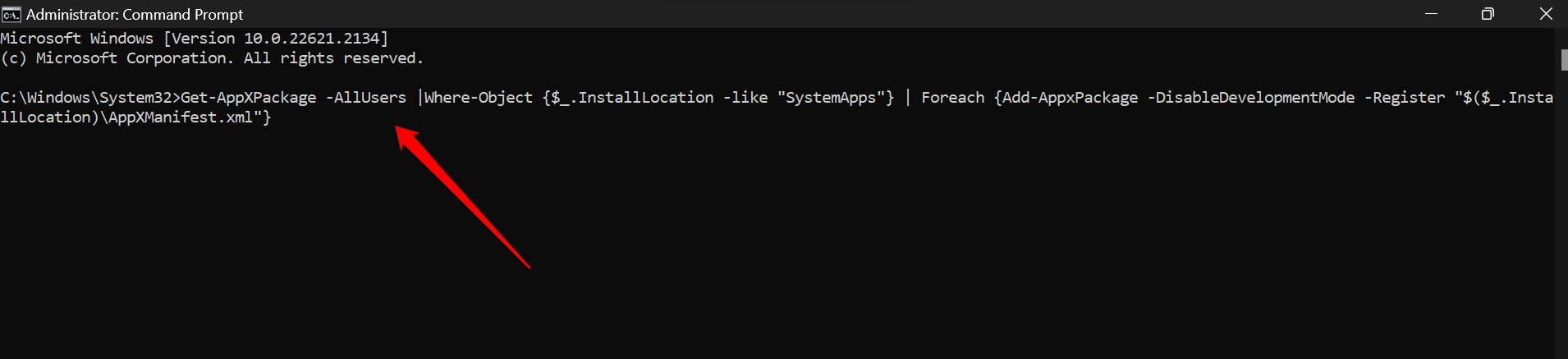 Переустановка системных приложений через PowerShell