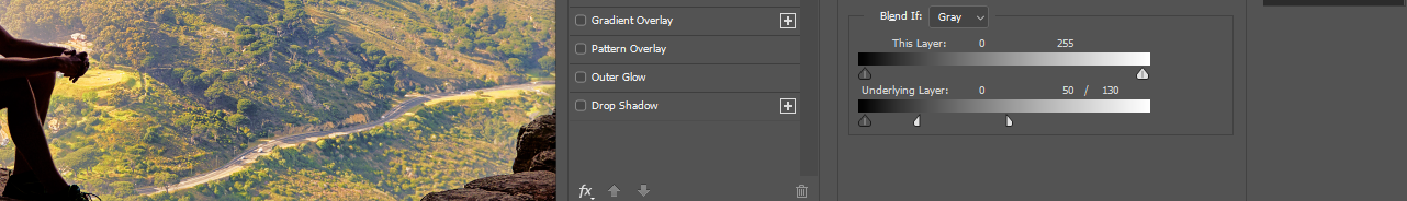 Blend If для Shadows: 50 и 130