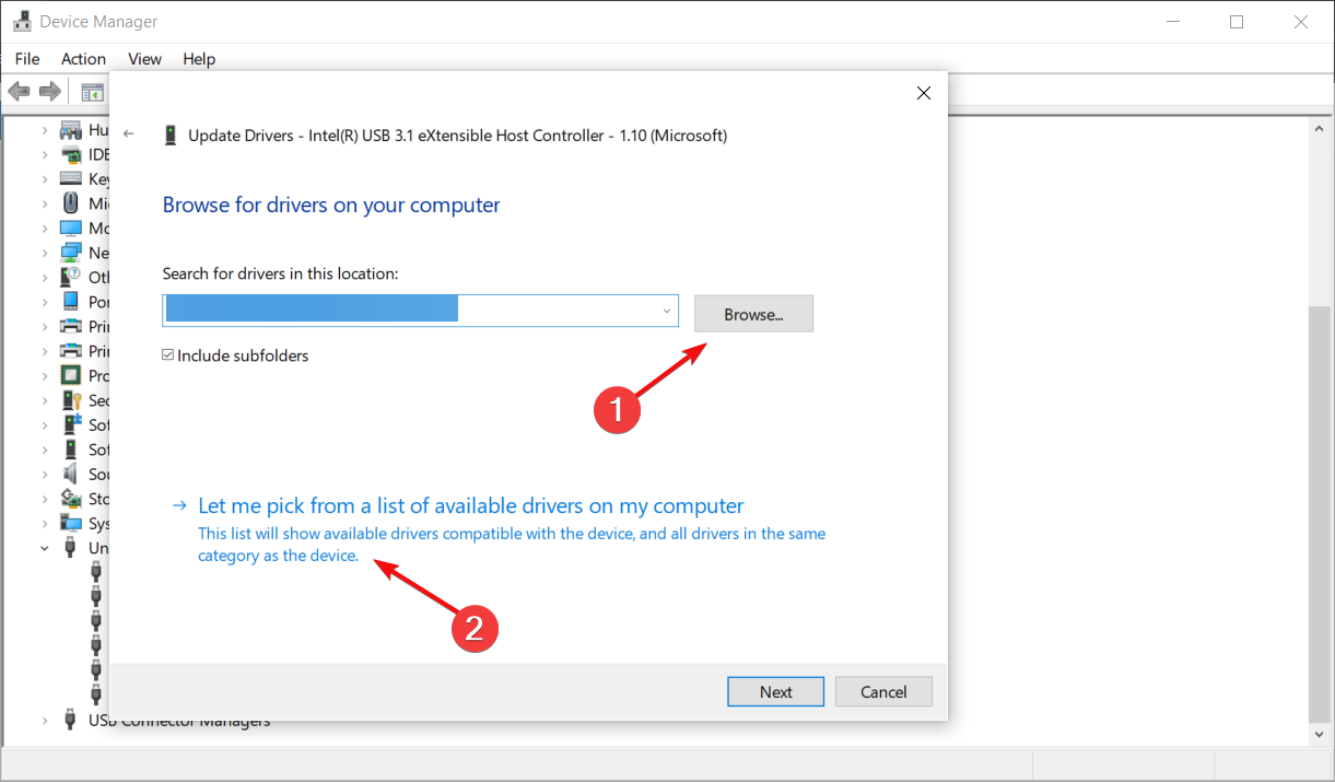 Выбор драйвера из списка или папки