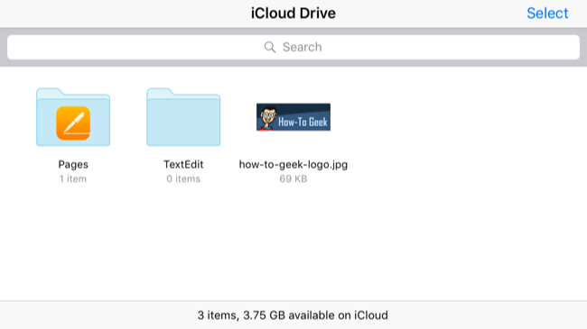 Экран просмотра документа в iCloud Drive, пример: изображение документа в списке