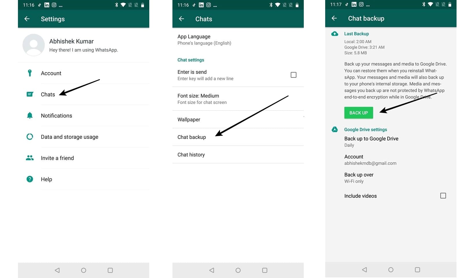 Anleitung: WhatsApp-Backup in Google Drive