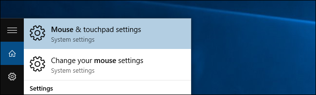 Окно настроек мыши и трекпада в Windows 10
