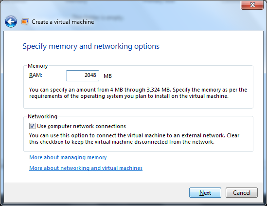 Настройка объёма оперативной памяти для виртуальной машины