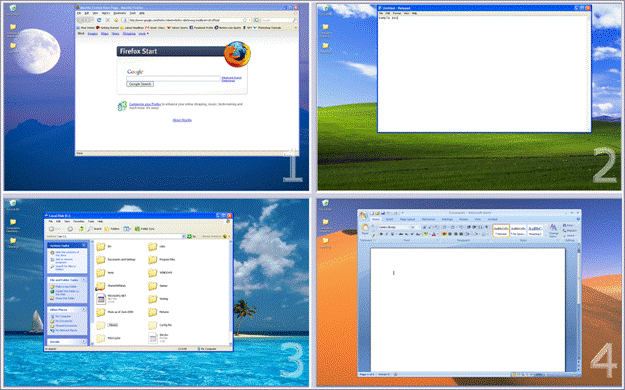Предпросмотр четырёх виртуальных столов и кнопки переключения