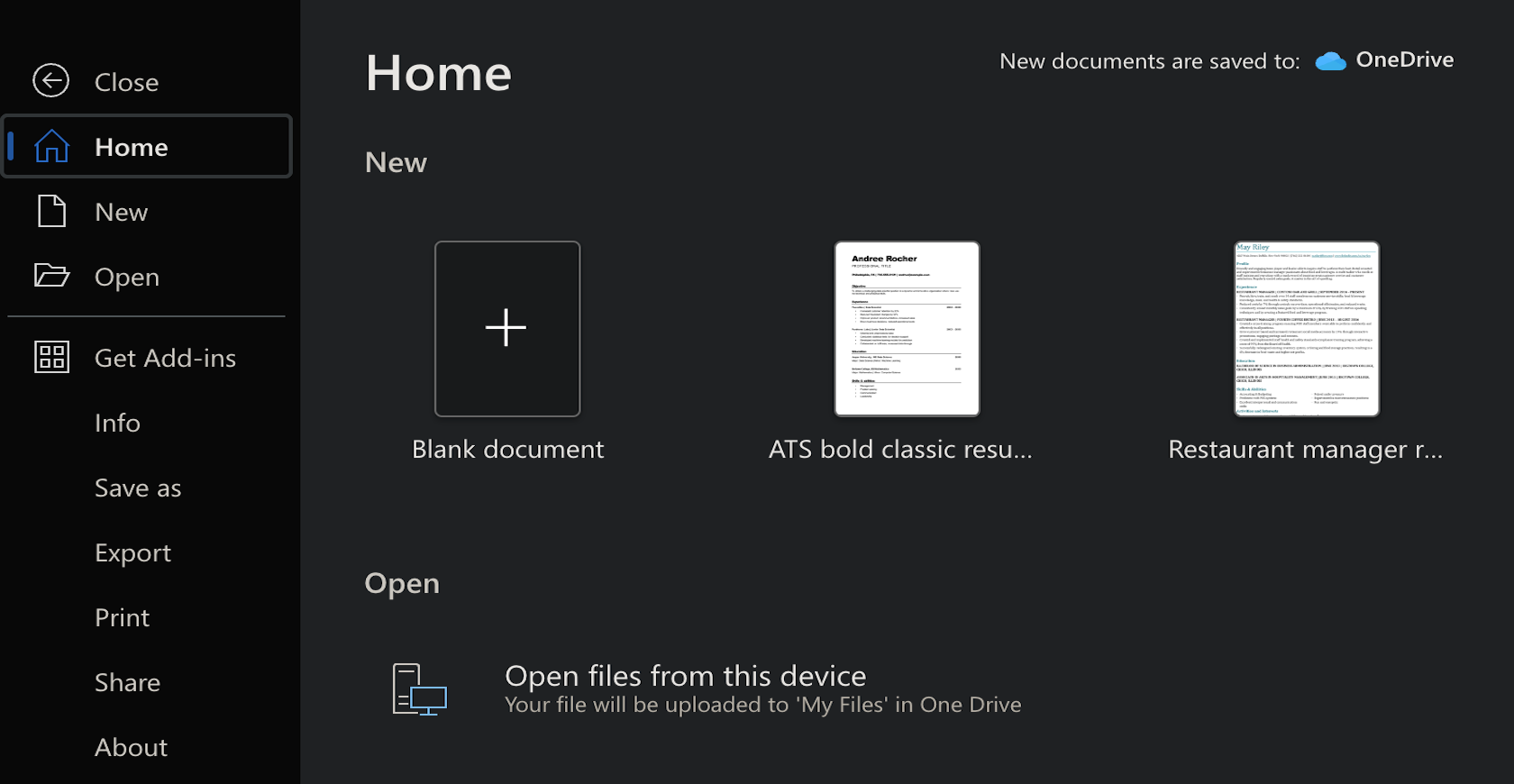 Создание пустого документа в Word