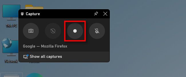 Нажмите кнопку записи в виджете Capture, чтобы начать запись видео приложения