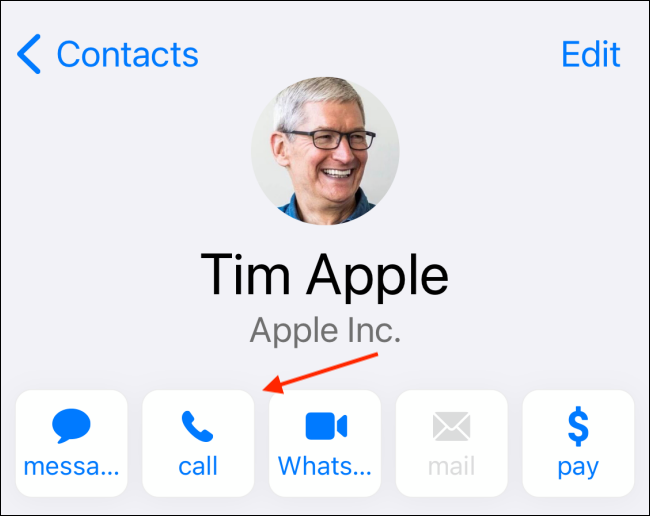 Нажмите Call чтобы совершить звонок