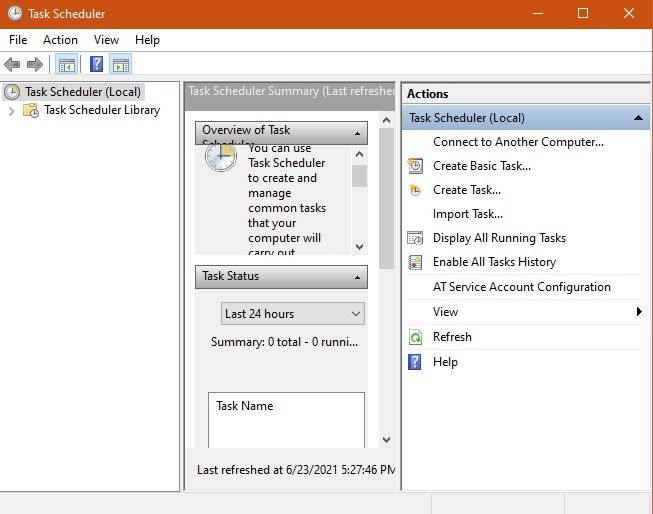 Интерфейс Планировщика задач
