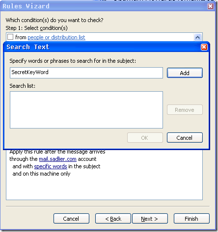Указание ключевого слова в теме