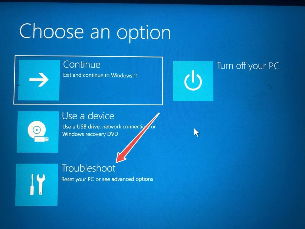 Опция «Диагностика» в среде восстановления Windows