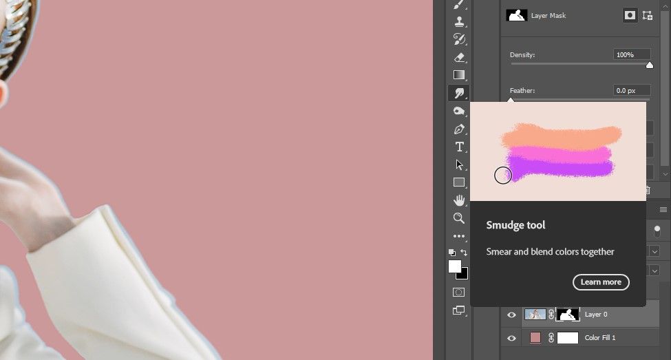 Click on the Smudge tool icon