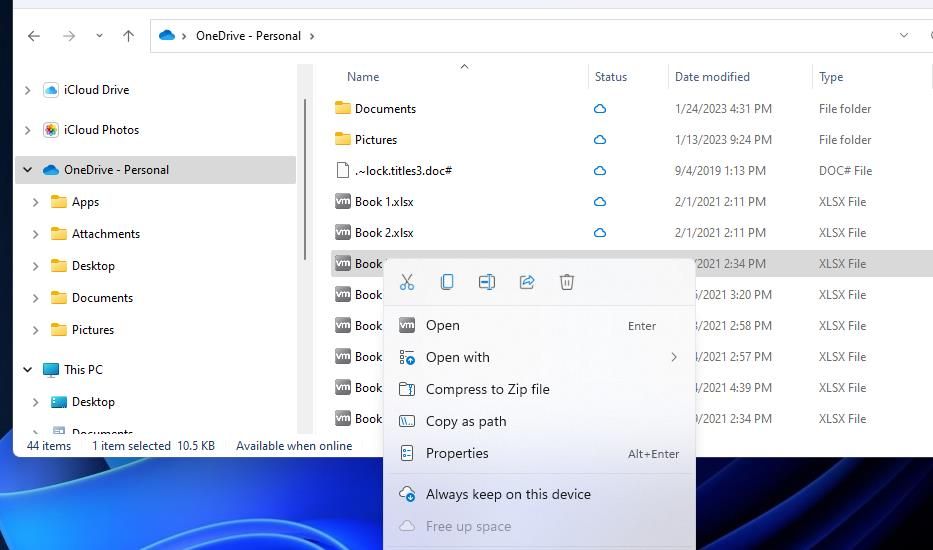 Опция «Всегда хранить на этом устройстве»