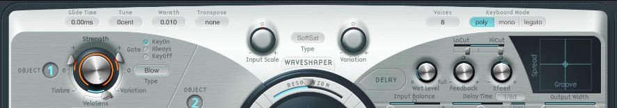 Waveshaper, глобальные элементы и Delay в Sculpture