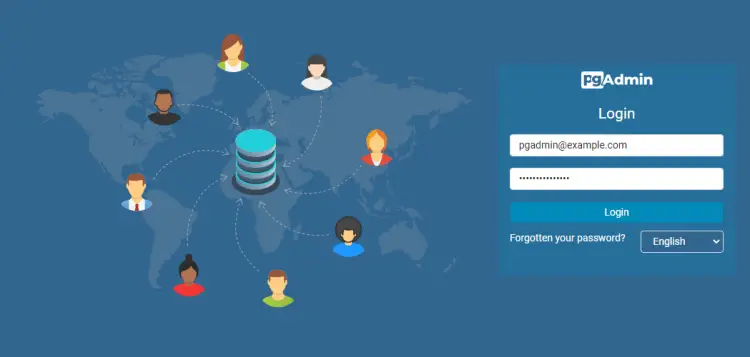 Экран входа pgAdmin 4 с полями логина
