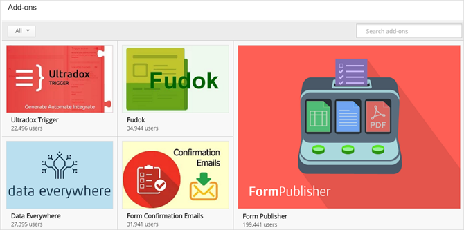 Меню надстроек Google Форм — примеры AppSheet и bkper