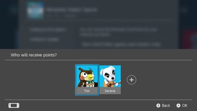 Select user to receive Nintendo Points