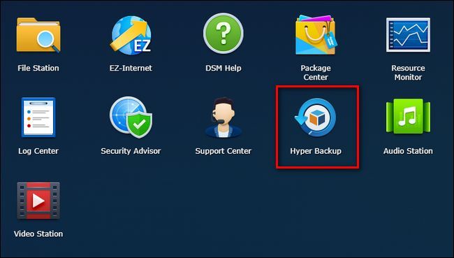 Окно выбора Hyper Backup в списке приложений