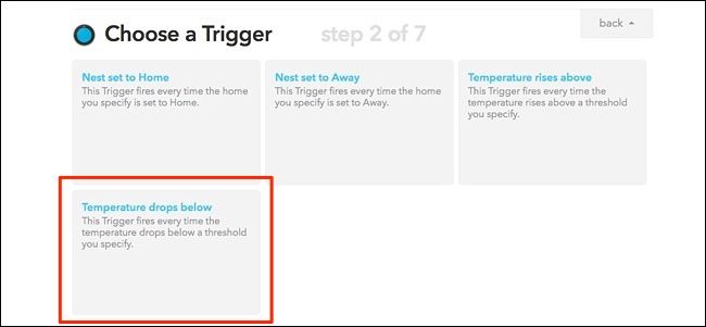 Пример: настройка триггера для понижения температуры