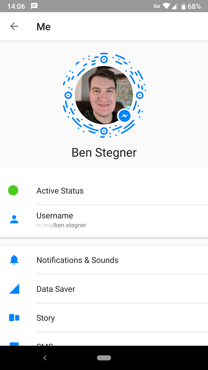 настройки Facebook Messenger на Android